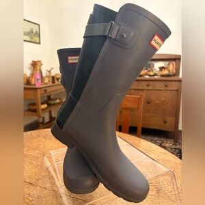 Hunter Original Refined Back Strap Short Rain Boot, 2 Tone Blue, Sz 7 US/38 EU